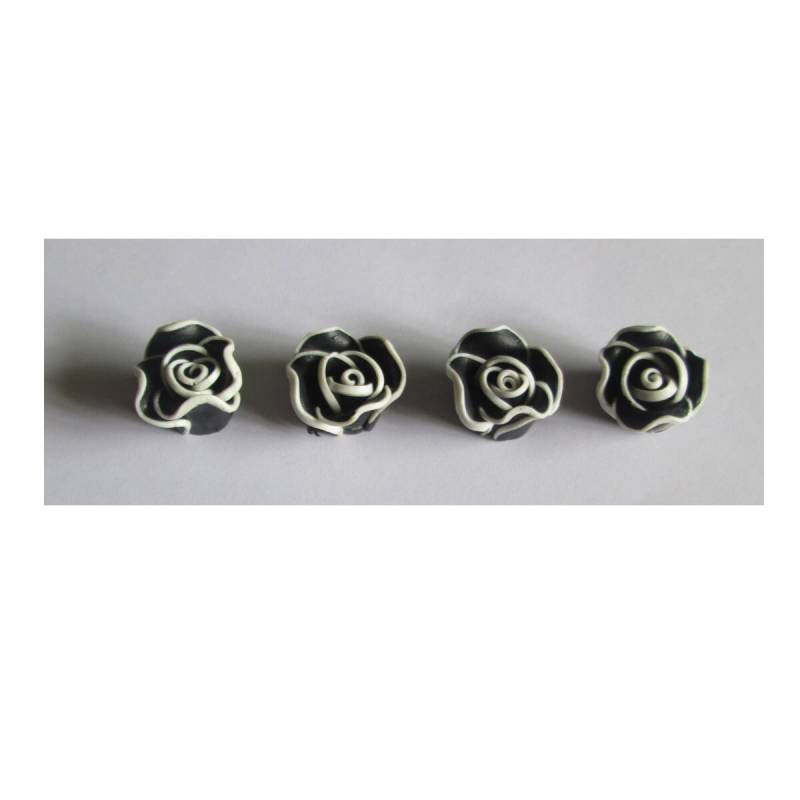 4 Stück Fimo Rosenperlen "Black Rose", Schwarze Rose, Schmuckherstellung Ketten+Armbänder, Perlenstickerei, Verzierung Nähobjekte 4 Stück Fimo Rosenperlen "Black Rose", Schwarze Rose, Schmuckherstellung Ketten+Armbänder, Perlenstickerei, Verzierung Nähobjekte von FengShuiLotusgarden