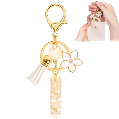 Fengguock Schlüsselanhänger Schlüssel Buchstabe Anhänger Schlüsselanhänger mit Anfangsbuchstaben Herzförmig Mädchen Keychain mit Blume Geschenk für Mädchen-I von Fengguock
