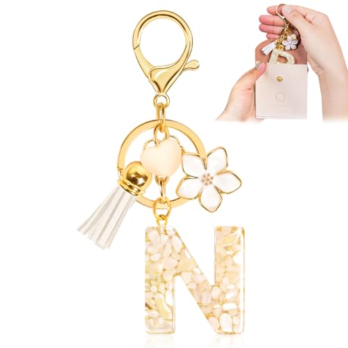Fengguock Schlüsselanhänger Schlüssel Buchstabe Anhänger Schlüsselanhänger mit Anfangsbuchstaben Herzförmig Mädchen Keychain mit Blume Geschenk für Mädchen-N Fengguock Schlüsselanhänger Schlüssel Buchstabe Anhänger Schlüsselanhänger mit Anfangsbuchstaben Herzförmig Mädchen Keychain mit Blume Geschenk für Mädchen-N von Fengguock