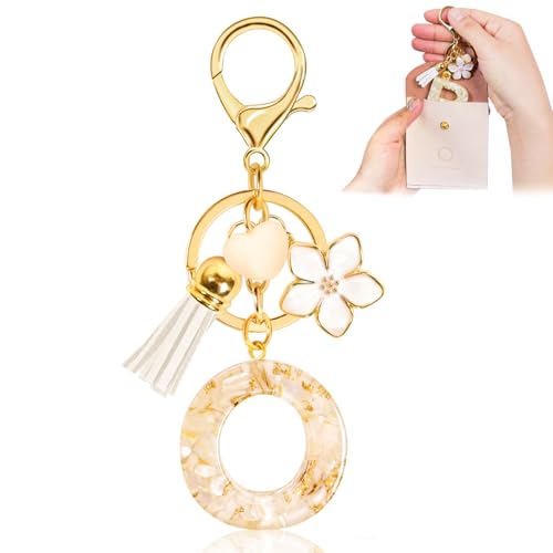 Fengguock Schlüsselanhänger Schlüssel Buchstabe Anhänger Schlüsselanhänger mit Anfangsbuchstaben Herzförmig Mädchen Keychain mit Blume Geschenk für Mädchen-O von Fengguock