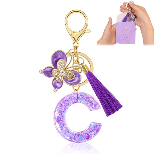Fengguock Schlüsselanhänger Schlüssel Buchstabe Anhänger Schlüsselanhänger mit Anfangsbuchstaben Mädchen Keychain mit Schmetterling Geschenk für Mädchen Lila-C Fengguock Schlüsselanhänger Schlüssel Buchstabe Anhänger Schlüsselanhänger mit Anfangsbuchstaben Mädchen Keychain mit Schmetterling Geschenk für Mädchen Lila-C von Fengguock