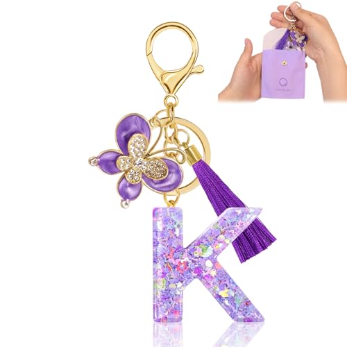 Fengguock Schlüsselanhänger Schlüssel Buchstabe Anhänger Schlüsselanhänger mit Anfangsbuchstaben Mädchen Keychain mit Schmetterling Geschenk für Mädchen Lila-K Fengguock Schlüsselanhänger Schlüssel Buchstabe Anhänger Schlüsselanhänger mit Anfangsbuchstaben Mädchen Keychain mit Schmetterling Geschenk für Mädchen Lila-K von Fengguock
