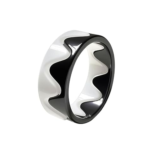 Fengw 2 in 1 Paarring aus Keramik mit Wellen Ring Ehering Herren Damen, Keramik Fengw 2 in 1 Paarring aus Keramik mit Wellen Ring Ehering Herren Damen, Keramik von Fengw