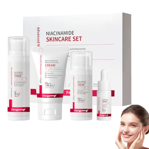 Fengyang® 4Pcs Beauty Geschenksets, Niacinamid Gesichtspflege Set, Niacinamid Hautpflegeset Damen, Ladies Skincare Geschenkset, Spendet Feuchtigkeit und Hellt Den Teint Auf von Fengyang