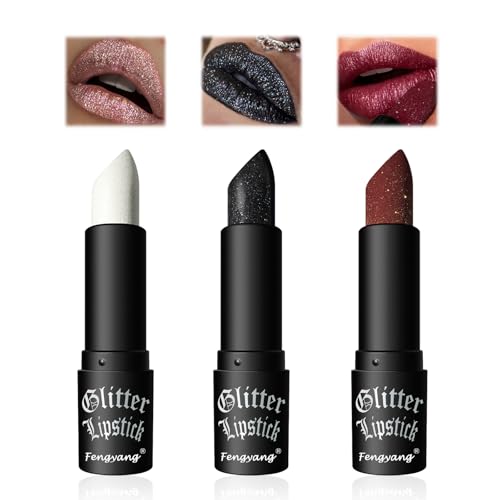 Fengyang® Glitzer Lippenstift, Matte Glitter Lipstick Lip Gloss, Diamond Metallic Funkelnder Matt Lippenstift, Wasserdichter Lang Anhaltender Lipgloss, Non-Stick Cup Lipstick für Frauen von Fengyang