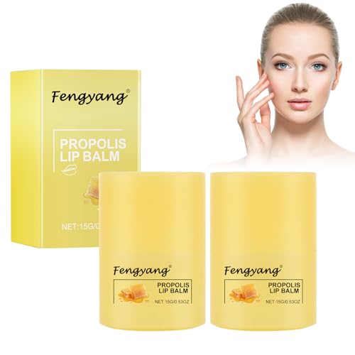 Fengyang® 2Pcs Honig Balsam Lippenpflege, Bee Balm Lip Balm 15 ml Honey Bee Lip Butter, Propolis Lip Care, 12 Stunden lang anhaltende Feuchtigkeit Hygienischer Twist Dispenser von Fengyang