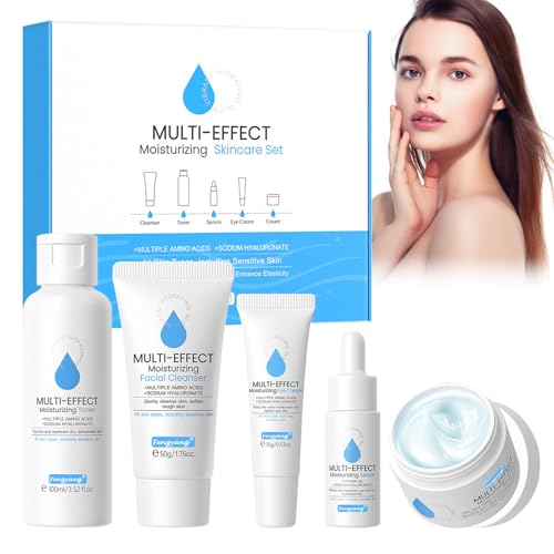 Fengyang® Gesichtspflegeset, Feuchtigkeitsspendendes Hautpflegeset, Pflegeset für natürliche Schönheit, Anti -Ageing Gesichtspflege Set für Frauen und Mädchen im Teenageralter, 5-teilig von Fengyang