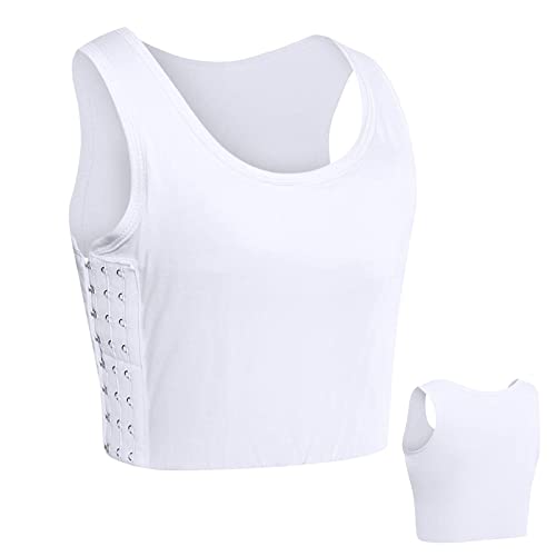 Fengyuanhong Chest Binder Unterwäsche Tanktops Bandage Trans Breathable Side Haken Bustier BH,Weiß S von Fengyuanhong