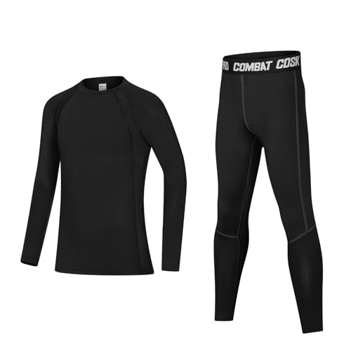 Fengzio Thermounterwäsche Kinder Fußball Funktionswäsche Skiunterwäsche Unterwäsch Warme für Kinder Atmungsaktiv Sportunterwäsche Jungen Thermounterhemd Thermounterhose Set für Training Ski Radsport von Fengzio