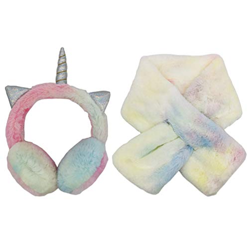 Fenical 2Pcs Einhorn Ohrenschützer Schal Wärmer Hals Winter Zubehör für Kinder Frauen Mädchen von Fenical