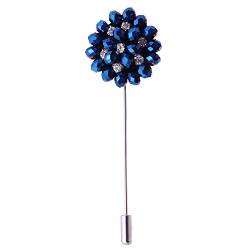 Fenical Boutonniere Reversnadel Ansteckblumen Strass/Kristall Brosche für Frauen Männer Anzug Kleidung Jacken Mäntel Krawatte (Blau) von Fenical