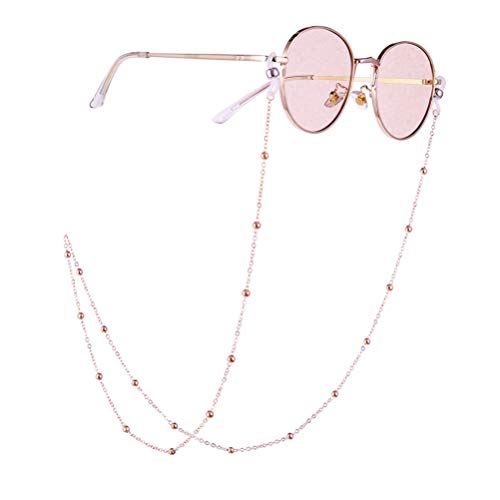 Fenical Brillenkette Anti-Rutsch Perlen Brillen Halskette Brillenband Damen Herren Lesebrille Kette für Eyewear Sonnenbrillen Sportbrillen (Rosagold Perlen Muster) von Fenical