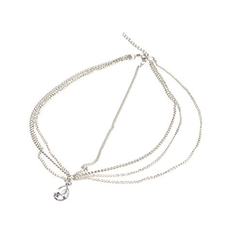 Fenical Kopf Kette Kristall Wassertropfen Haarschmuck Quaste Stirnband Hochzeit Haarschmuck für Brautjungfer Mädchen von Fenical