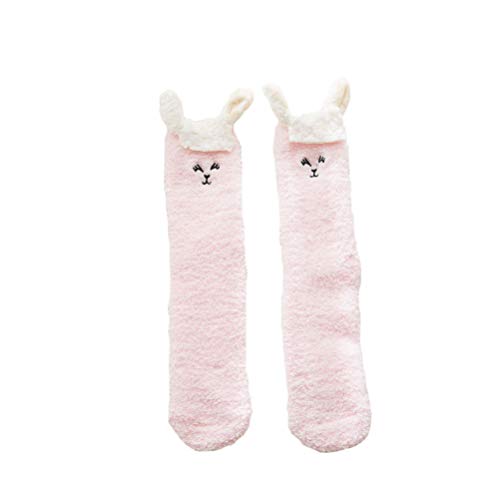 Fenical Süße Tier Korallen Fleece Oberschenkel Hohe Socken Winter Warm Dicke Fuzzy Mode Mittleren Rohr Strümpfe für Frauen Mädchen Dame (Kaninchen) von Fenical