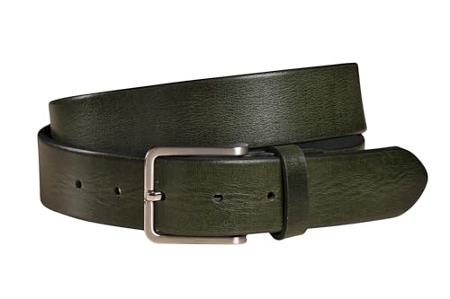 FENIX Gürtel Herren, verstellbarer Ledergürtel Modena Enigma Green Größe 85 cm, Fein Gebürstete Silberschließe, 35 mm breit, Gürtel aus Vollrindleder von Fenix Fashion