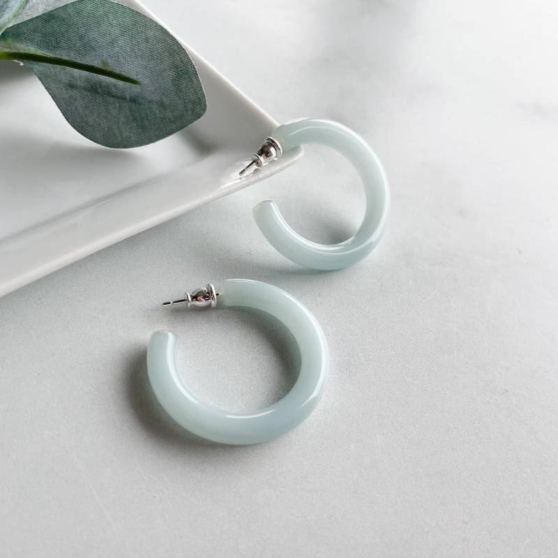Dicke Runde 34 Mm Creolen in Robins Egg | Klobige Hellblaue Hoop Ohrringe Cellulose Acetate Bunte Statement 925 Sterling Silber Beiträge von FennaAndFei
