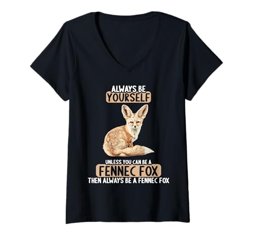 Damen Fennec Fox Fenneks Fennek T-Shirt mit V-Ausschnitt Damen Fennec Fox Fenneks Fennek T-Shirt mit V-Ausschnitt von Fenneks Fennek Tier Shop