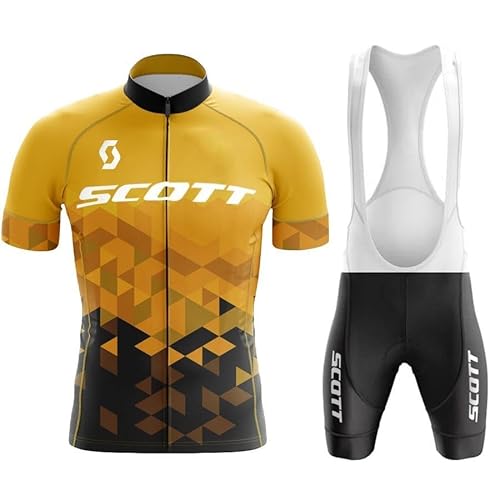 Fenovel Herren Fahrradbekleidung,19D Gel Radfahren Shorts Hosenträger, Herren Fahrradtrikot Anzug, Schnell Trocknender Und Atmungsaktiver Fahrradanzug (Yellow, XL) von Fenovel