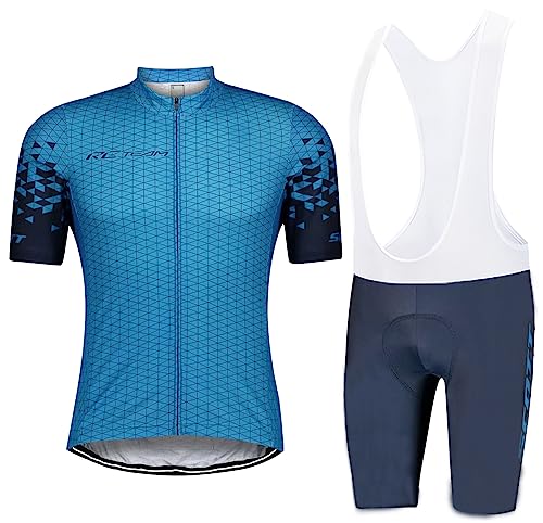 Fenovel Radtrikot Herren Kurzarm Fahrradbekleidung Sommer Rennrad Trikot Set Pro + Radsport-Trägerhosen mit 19D Gepolstert von Fenovel