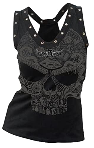 Fensajomon Totenkopf-Shirts für Damen, Tank-Top, ärmellos, Workout, Sommer, bedruckt, lockeres Lauf-T-Shirt, Weste, 1, Groß von Fensajomon