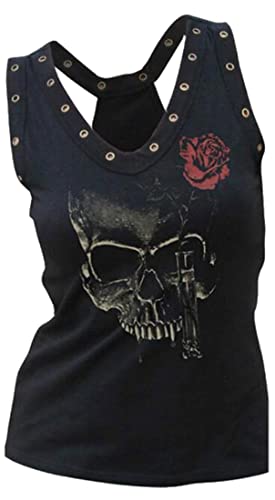 Fensajomon Totenkopf-Shirts für Damen, Tank-Top, ärmellos, Workout, Sommer, bedruckt, lockeres Lauf-T-Shirt, Weste, 2, X-Klein von Fensajomon