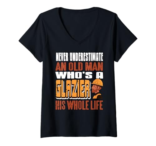 Damen Unterschätze Niemals Einen Alten Glaser T-Shirt mit V-Ausschnitt Damen Unterschätze Niemals Einen Alten Glaser T-Shirt mit V-Ausschnitt von Fensterbauer Mit Erfahrung Und Humor