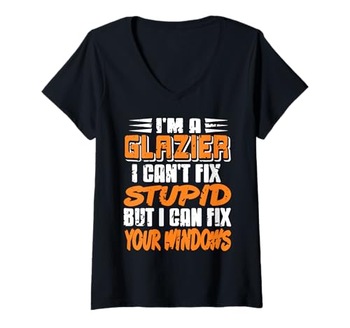 Damen Ich Repariere Fenster Nicht Dumme Leute Witzig T-Shirt mit V-Ausschnitt Damen Ich Repariere Fenster Nicht Dumme Leute Witzig T-Shirt mit V-Ausschnitt von Fenstertechniker mit Sarkasmus und Stil