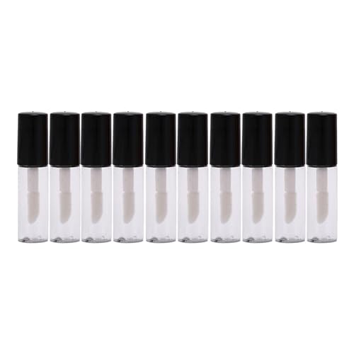 Fenteer 10 x Lipgloss-Röhren, Behälter für Lippenöl, niedliche Leere, nachfüllbare, transparente Lippenbalsam-Behälter, Tuben für Frauen und Mädchen, zum, Schwarz von Fenteer