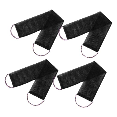 Fenteer 4pcs Badet Net mit Griffen zurück -Schrubben erweiterte glattere Waschzubehör Waschlappen Badezimmer Nylondusche für Frauen Männer, Schwarz von Fenteer