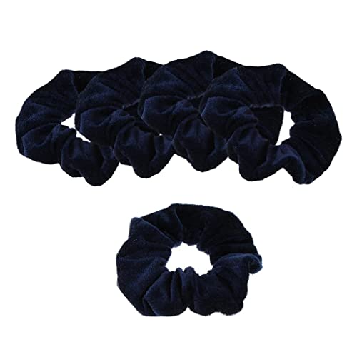 Fenteer 5 Samt Scrunchies Elastisch Haargummis Haarband Pferdeschwanzhalter Haarschmuck für Damen, Navy blau von Fenteer