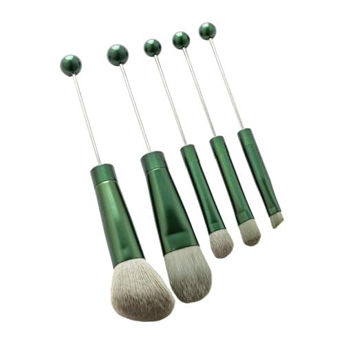 Fenteer 5x Make-Up Pinsel mit Perlen, Make-Up Pinsel Werkzeug Kits, Rouge Pinsel Kosmetik Pinsel mit Weichen Synthetischen Faser für Frauen Bestie, GrÜn von Fenteer