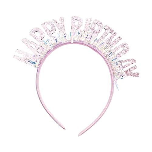 Fenteer Alles Gute zum Geburtstag-Stirnband, Geburtstagskrone mit Glitzer, Haarreifen, Geburtstags-Tiara, alles Gute zum Geburtstag-Haarband für Party, Rosa von Fenteer