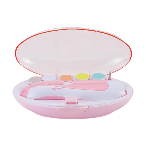 Fenteer Baby-Nagelschneider, Baby-Nagelfeilen-Set, leiser, ergonomischer Griff, Trimmpflege mit LED-Leuchten, mit 6 Schleifköpfen, Fingernagelschneider, Rosa von Fenteer