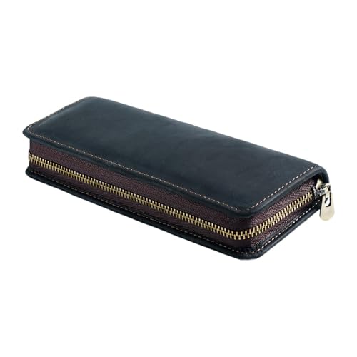 Fenteer Bleiftkoffer Stiftbeutel PU Leather Schullieferungen glatter Reißverschluss Stiftmarker Halter Stationery Organizer für Studienzimmer Kinder, Schwarz von Fenteer