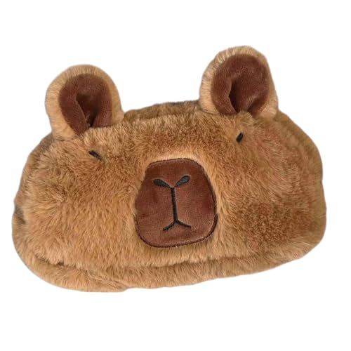 Fenteer Capibala Plüsch-Federmäppchen, Federmäppchen in Cartoon-Capybara-Form, tragbare Schreibwaren-Organizer-Tasche, Bleistiftbox für Studentenmädchen von Fenteer