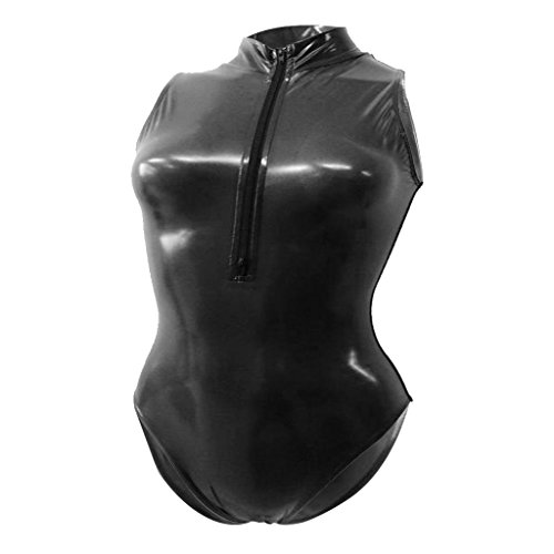 Fenteer Damen Hydrasuit Wetlook Badeanzug Bademode Schwimmanzug Metallic Unterhemd Jumpsuit Overall Dessous - schwarz, Xxl von Fenteer
