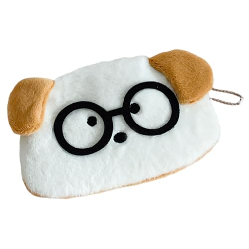 Fenteer Federmäppchen in Plüschtierform, Schreibwarentasche aus Plüsch, mit Reißverschluss, Stifttasche, Bezaubernde Make-up-Tasche für Teenager und, Braunohrhund von Fenteer