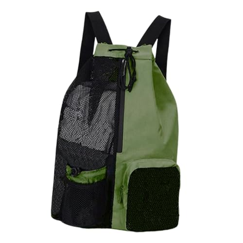 Fenteer Fitnessbeutel Kordeltracksack Leichtklappes Trainingsausrüstung Nylon tragbare Kapazität Männer Frauen mit nassem Taschenrucksack, GrÜn von Fenteer