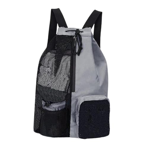 Fenteer Fitnessbeutel Kordeltracksack Leichtklappes Trainingsausrüstung Nylon tragbare Kapazität Männer Frauen mit nassem Taschenrucksack, Grau von Fenteer