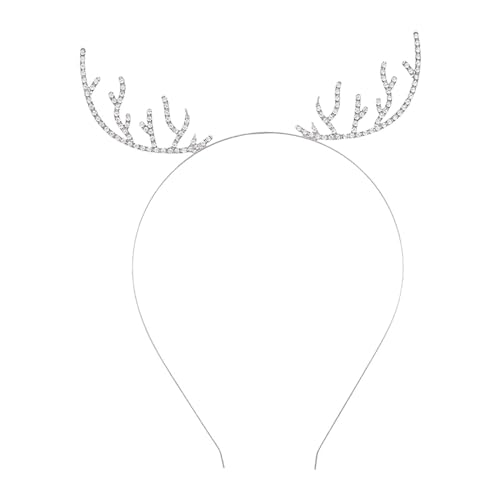 Fenteer Geweih Stirnband Weihnachten Strass Stirnbänder Haarband Glitzer Haarband Haarreifen für Festival Erwachsene Kinder Party, Silber von Fenteer
