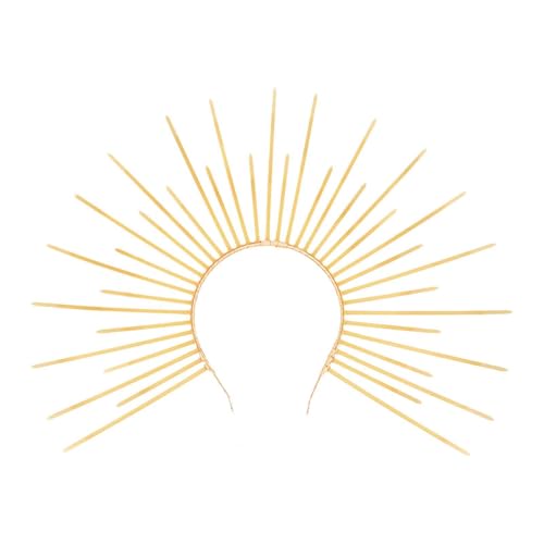 Fenteer Halloween Heiligenschein Sonnenstirnband Haarband Cosplay Kostüm Haarreif Sonnengott Haarband für Rollenspiele Verkleidung Bühnenshow Make-up, Gold von Fenteer