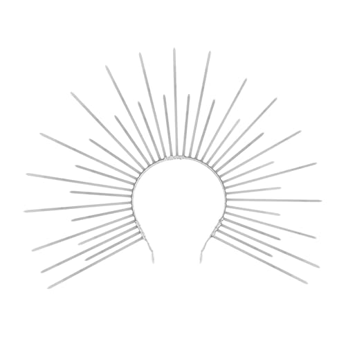 Fenteer Halloween Heiligenschein Sonnenstirnband Haarband Cosplay Kostüm Haarreif Sonnengott Haarband für Rollenspiele Verkleidung Bühnenshow Make-up, Silber von Fenteer