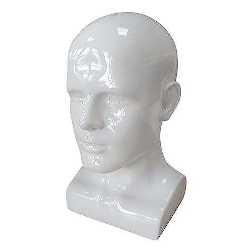 Fenteer Männer Mannequin Kopf PVC Display Ständer Leichter Styling Trainingskopf Heimdekoration für Hut Schal Perücken Langlebig 13,4 Zoll hoch, Weiß von Fenteer