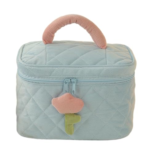 Fenteer Make-up-Tasche, Organizer, Kosmetiktasche, Aufbewahrungstasche, süßes Geschenk, trendig, einzigartig für Frauen, vielseitige Reise-Kosmetiktasche, Blauer oberer Griff von Fenteer