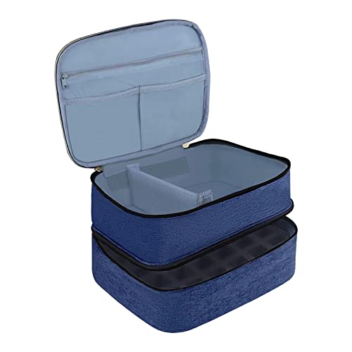 Fenteer Nagellack-Organizer-Tasche, Reise-Nagellack-Tragetasche, Mehrzweck-Halterung für 30 Flaschen, Nageltrockner-Kasten, Nagel-Werkzeugtasche für, Blau von Fenteer