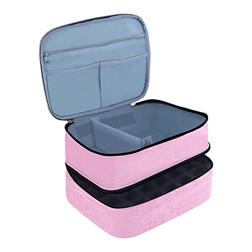 Fenteer Nagellack-Organizer-Tasche, Reise-Nagellack-Tragetasche, Mehrzweck-Halterung für 30 Flaschen, Nageltrockner-Kasten, Nagel-Werkzeugtasche für, ROSA von Fenteer