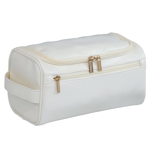 Fenteer PU-Make-up-Tasche, Kosmetiktasche, persönliche Reiseutensilien mit Griff, einfach zu bedienender Wasch-Organizer, Make-up-Aufbewahrungstasche, Beige von Fenteer