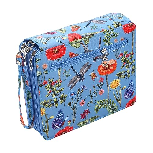 Fenteer Stift Organizer, Aquarell Tasche, Stofftasche mit 120 Fächern, Dreilagig, mit Griffband, Farbiges Federmäppchen, Stifthalter für Erwachsene Im Schulbü, Blau von Fenteer