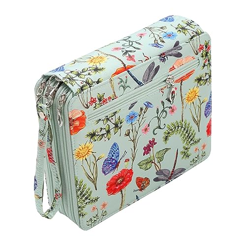 Fenteer Stift Organizer, Aquarell Tasche, Stofftasche mit 120 Fächern, Dreilagig, mit Griffband, Farbiges Federmäppchen, Stifthalter für Erwachsene Im Schulbü, Grün von Fenteer