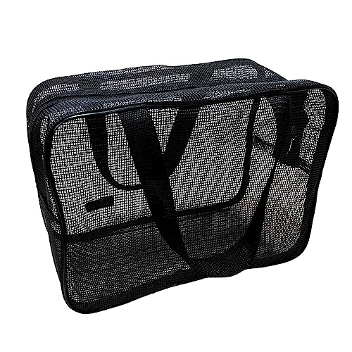 Tragbare Netz- mit Reißverschluss, Kosmetik-Organizer, verschleißfest, mit Tragegurten, rechteckige Make-up-Tasche für Outdoor-Aktivitäten, 30x10x20cm von Fenteer